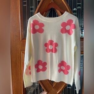 New Casual Long Sleeve Floral Pattern Crew Neck Sweater